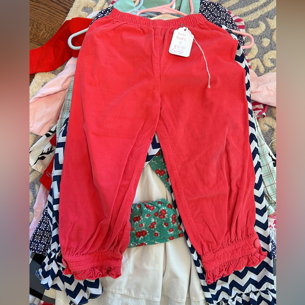 Coral corduroy pants